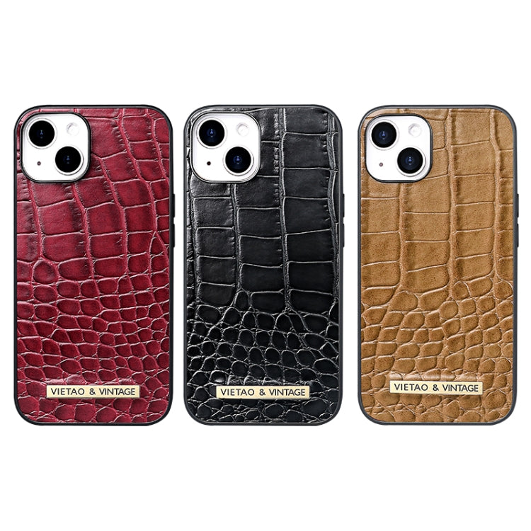 For iPhone 16 VIETAO Alligator Texture PU Phone Case(Black) - iPhone 16 Cases by VIETAO | Online Shopping UK | buy2fix