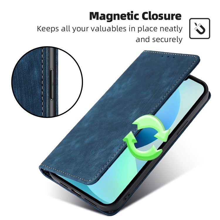 For Samsung Galaxy S25+ 5G RFID Anti-theft Brush Magnetic Leather Phone Case(Blue) - Galaxy S25+ 5G Cases by buy2fix | Online Shopping UK | buy2fix