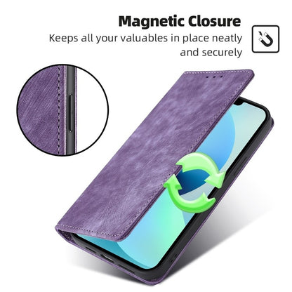 For Samsung Galaxy S25+ 5G RFID Anti-theft Brush Magnetic Leather Phone Case(Purple) - Galaxy S25+ 5G Cases by buy2fix | Online Shopping UK | buy2fix