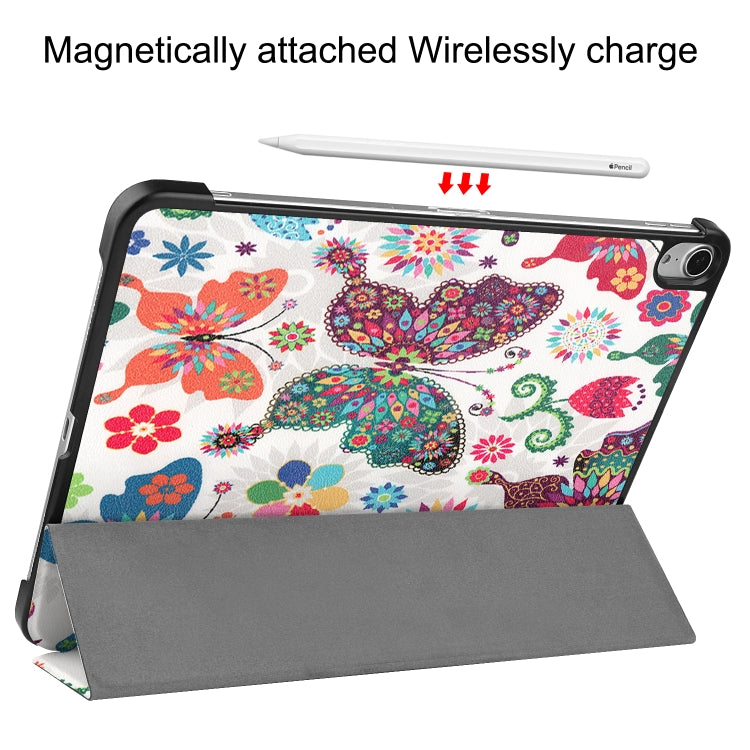 For iPad Air 11 2024 / 2022 / 2020 10.9 Colored Drawing Horizontal Flip Leather Case with Three-folding Holder & Sleep / Wake-up Function(Colorful Butterfly) - iPad Air (2022) / (2020) 10.9 Cases by buy2fix | Online Shopping UK | buy2fix