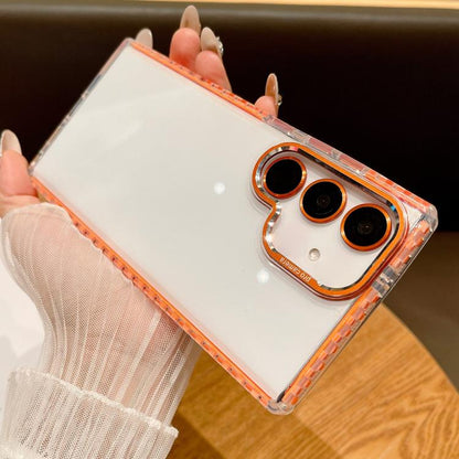 For Samsung Galaxy S25+ 5G Transparent Phone Case with Lens Film(Orange) - Galaxy S25+ 5G Cases by buy2fix | Online Shopping UK | buy2fix