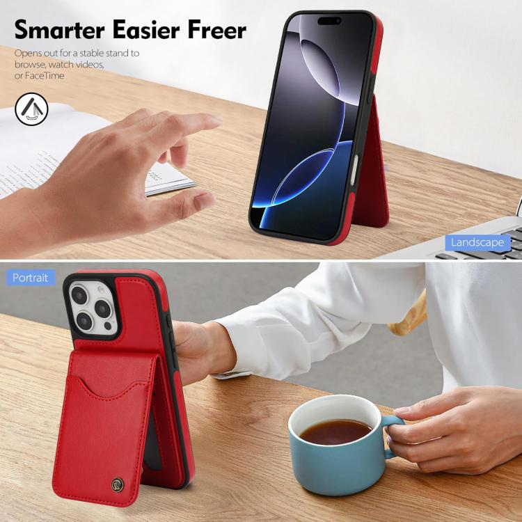 For iPhone 16 Pro Max AwQuer Vertical Flip Card Bag Holder Leather Phone Case(Red) - iPhone 16 Pro Max Cases by Awquer | Online Shopping UK | buy2fix