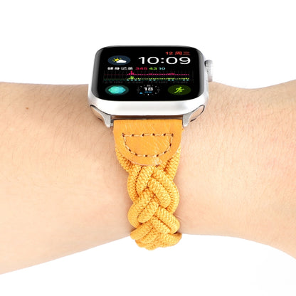 Elastic Woven Watch Band For Apple Watch Ultra 49mm&Watch Ultra 2 49mm / Series 9&8&7 45mm / SE 3&SE 2&6&SE&5&4 44mm / 3&2&1 42mm, Length:160mm(Yellow) - Watch Bands by buy2fix | Online Shopping UK | buy2fix