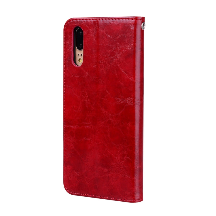 For Huawei P20 Business Style Oil Wax Texture Horizontal Flip Leather Case with Holder & Card Slots & Wallet(Red) - Huawei Cases by buy2fix | Online Shopping UK | buy2fix