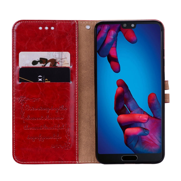 For Huawei P20 Business Style Oil Wax Texture Horizontal Flip Leather Case with Holder & Card Slots & Wallet(Red) - Huawei Cases by buy2fix | Online Shopping UK | buy2fix