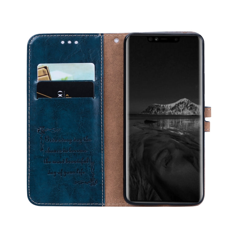 Business Style Oil Wax Texture Horizontal Flip Leather Case for Huawei Mate 20 Pro, with Holder & Card Slots & Wallet (Blue) - Huawei Cases by buy2fix | Online Shopping UK | buy2fix