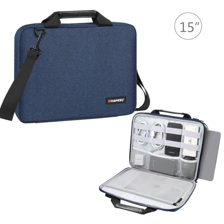 HAWEEL 14.0 inch -16.0 inch Briefcase Crossbody Laptop Bag For Macbook, Lenovo Thinkpad, ASUS, HP(Navy Blue) - 15 inch by HAWEEL | Online Shopping UK | buy2fix