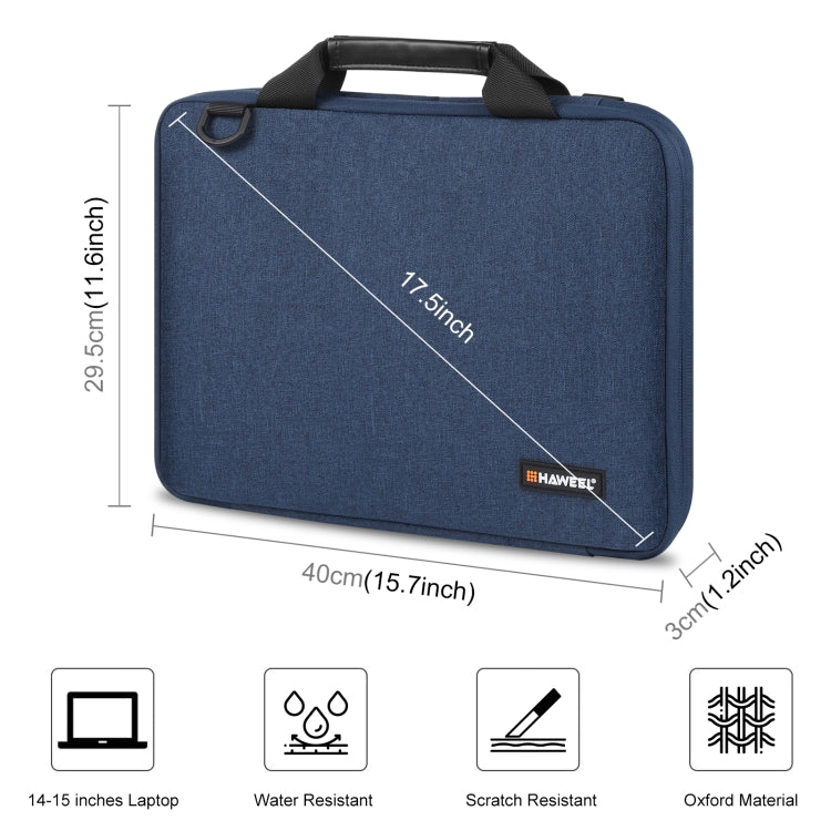 HAWEEL 14.0 inch -16.0 inch Briefcase Crossbody Laptop Bag For Macbook, Lenovo Thinkpad, ASUS, HP(Navy Blue) - 15 inch by HAWEEL | Online Shopping UK | buy2fix