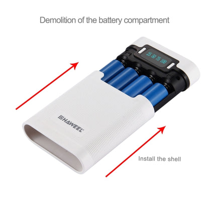 [US Warehouse] HAWEEL DIY 4 x 18650 Battery (Not Included) 10000mAh Power Bank Shell Box with 2 x USB Output & Display for iPhone, Galaxy, Sony, HTC, Google, Huawei, Xiaomi, Lenovo and other Smartphones(White) - Power Bank Box by HAWEEL | Online Shopping UK | buy2fix