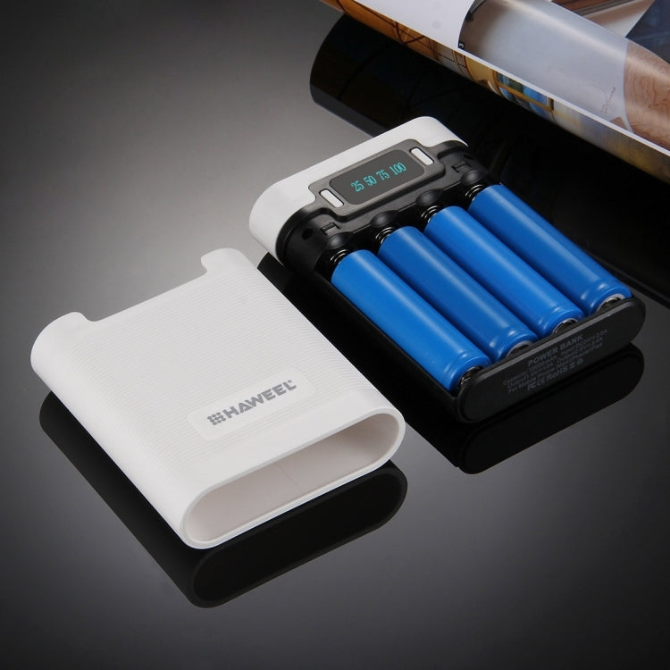 [US Warehouse] HAWEEL DIY 4 x 18650 Battery (Not Included) 10000mAh Power Bank Shell Box with 2 x USB Output & Display for iPhone, Galaxy, Sony, HTC, Google, Huawei, Xiaomi, Lenovo and other Smartphones(White) - Power Bank Box by HAWEEL | Online Shopping UK | buy2fix