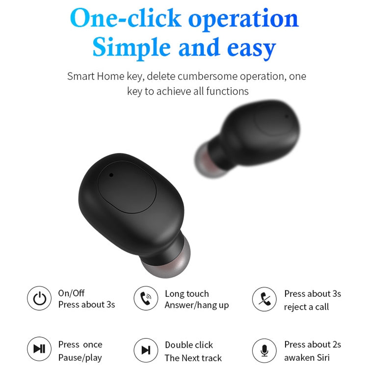 P1 TWS Bluetooth 5.0 Binaural Stereo Wireless Sports Bluetooth Earphone(Black) - TWS Earphone by buy2fix | Online Shopping UK | buy2fix