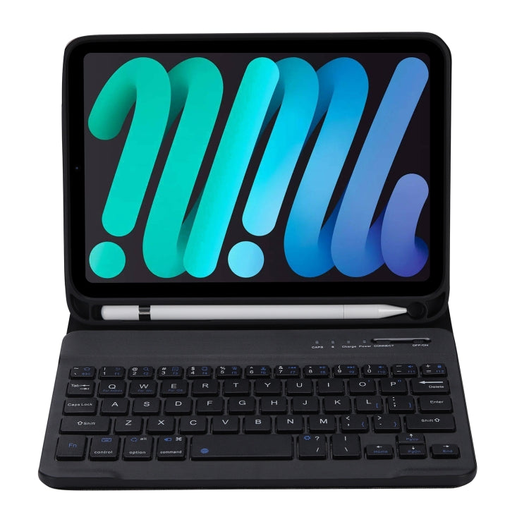 C06B Ultra-thin Candy Colors Bluetooth Keyboard Tablet Case for iPad mini 6, with Stand & Pen Slot (Black) - For iPad mini by buy2fix | Online Shopping UK | buy2fix