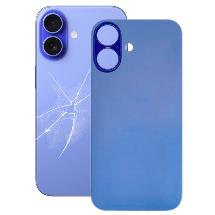 For iPhone 16 Easy Replacement Big Camera Hole Glass Back Battery Cover(Blue) -  by buy2fix | Online Shopping UK | buy2fix