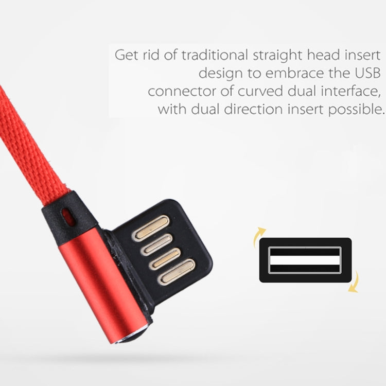 1m 2.4A Output USB to 8 Pin Double Elbow Design Nylon Weave Style Data Sync Charging Cable(Red) - Normal Style Cable by buy2fix | Online Shopping UK | buy2fix