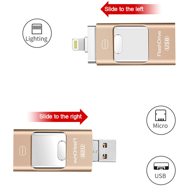 32GB USB 3.0 + 8 Pin + Mirco USB Android iPhone Computer Dual-use Metal Flash Drive (Silver) - U Disk & Card Reader by buy2fix | Online Shopping UK | buy2fix