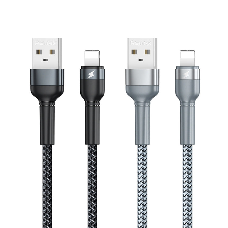 REMAX RC-124i 1m 2.4A USB to 8 Pin Aluminum Alloy Braid Fast Charging Data Cable for iPhone, iPad(Silver) - Normal Style Cable by REMAX | Online Shopping UK | buy2fix