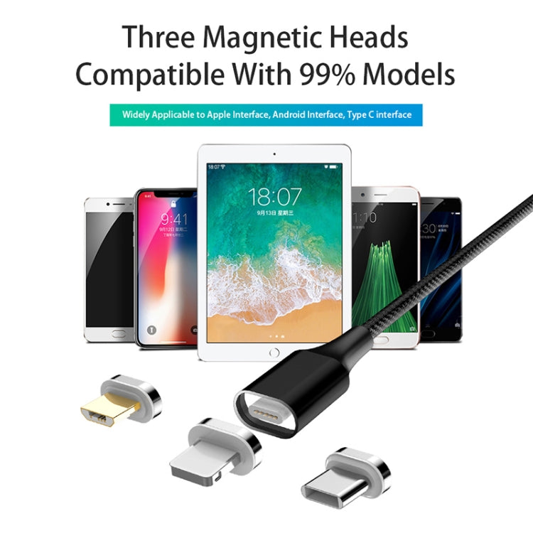 M11 3 in 1 5A USB to 8 Pin + Micro USB + USB-C / Type-C Nylon Braided Magnetic Data Cable, Cable Length: 2m (Black) - Charging Cable & Head by buy2fix | Online Shopping UK | buy2fix