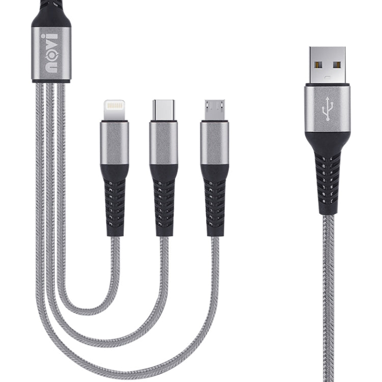 IVON CA39 2.4A Max 8 Pin + Type-C + Micro USB 3 in 1 Charging Cable, Length: 1.2m - Multifunction Cable by IVON | Online Shopping UK | buy2fix