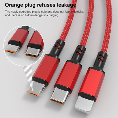 Orange Plug 3A 3 in 1 USB to Type-C / 8 Pin / Micro USB Fast Charging Cable, Cable Length: 1.2m(Blue) - Multifunction Cable by buy2fix | Online Shopping UK | buy2fix