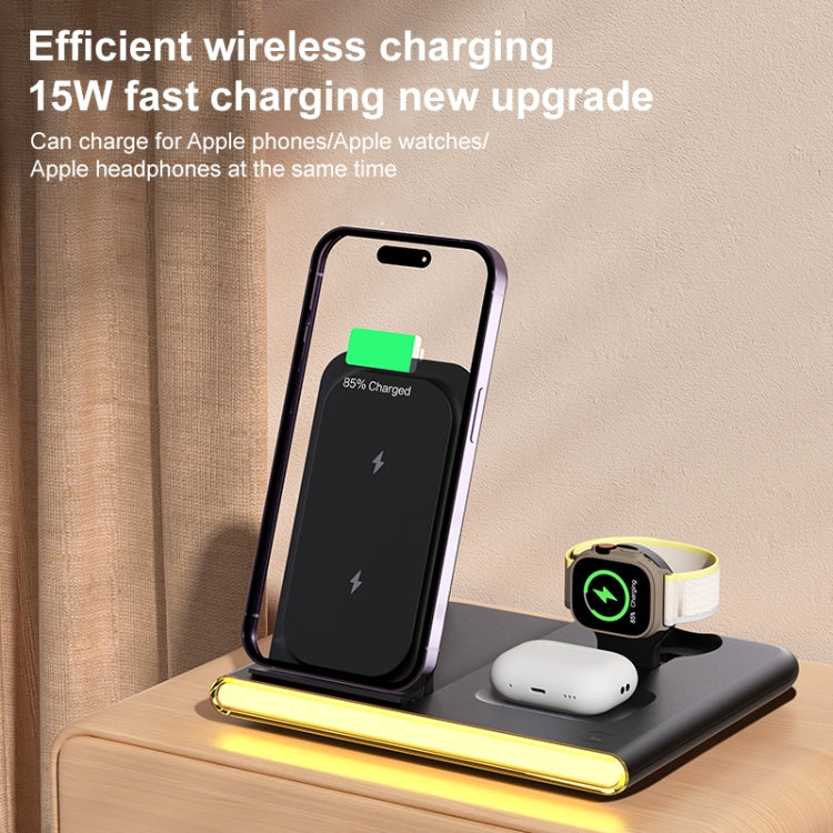 C27 15W 4 in 1 Foldable Magnetic Wireless Charger with Ambient Light (Black) - Wireless Charger by buy2fix | Online Shopping UK | buy2fix