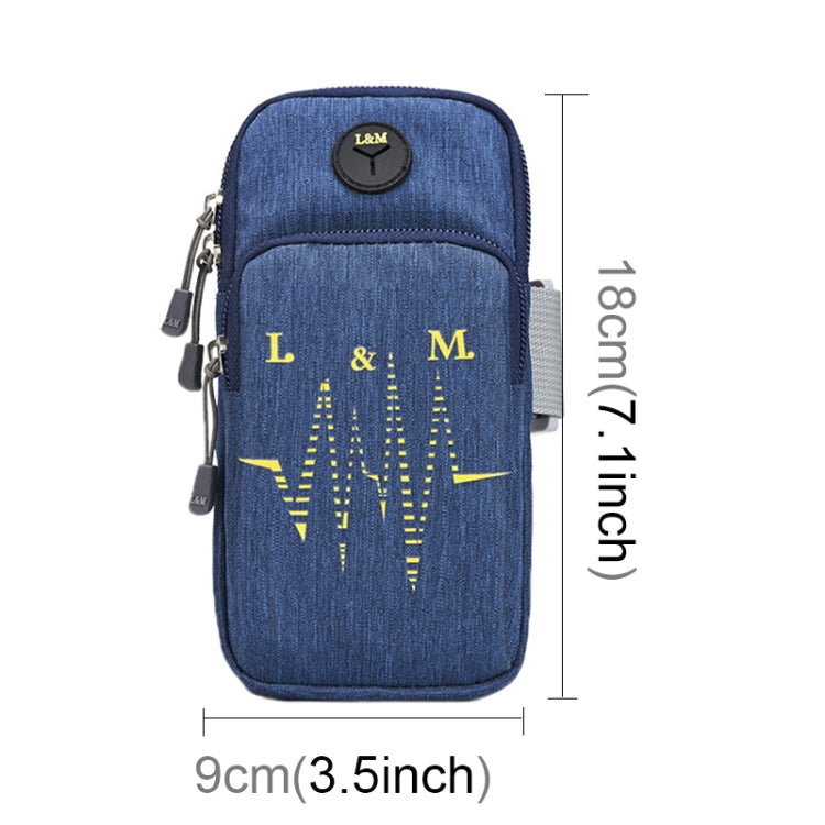 Universal 6.2 inch or Under Phone Zipper Double Bag Multi-functional Sport Arm Case with Earphone Hole, For iPhone, Samsung, Sony, Oneplus, Xiaomi, Huawei, Meizu, Lenovo, ASUS, Cubot, Ulefone, Letv, DOOGEE, Vkworld, and other Smartphones(Blue) - 5.5~6.5 inch by buy2fix | Online Shopping UK | buy2fix