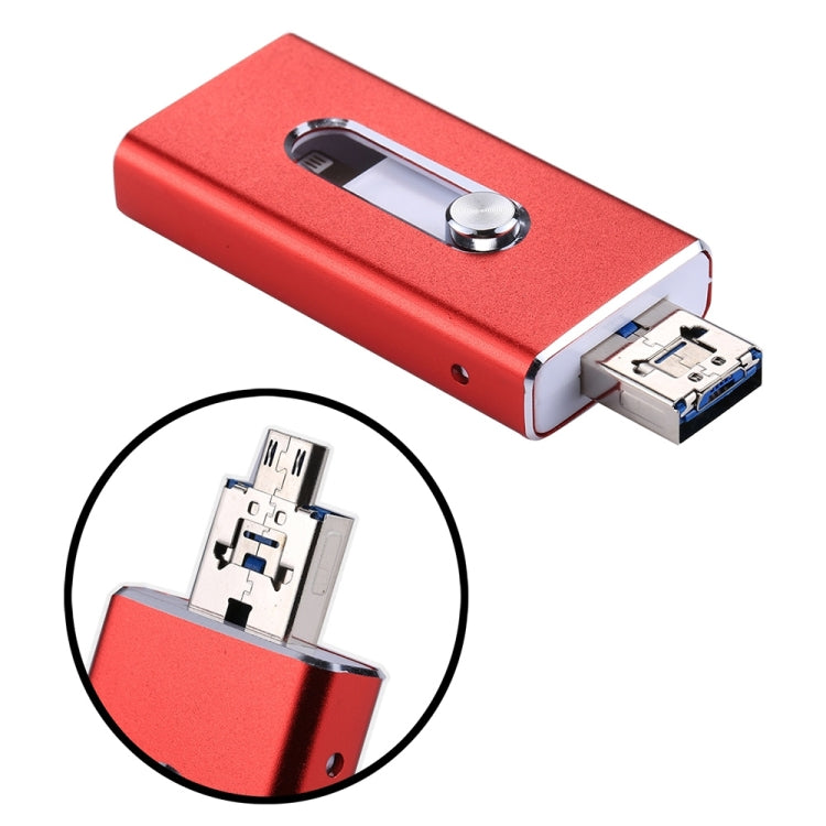 RQW-02  3 in 1 USB 2.0 & 8 Pin & Micro USB 16GB Flash Drive(Red) - U Disk & Card Reader by buy2fix | Online Shopping UK | buy2fix