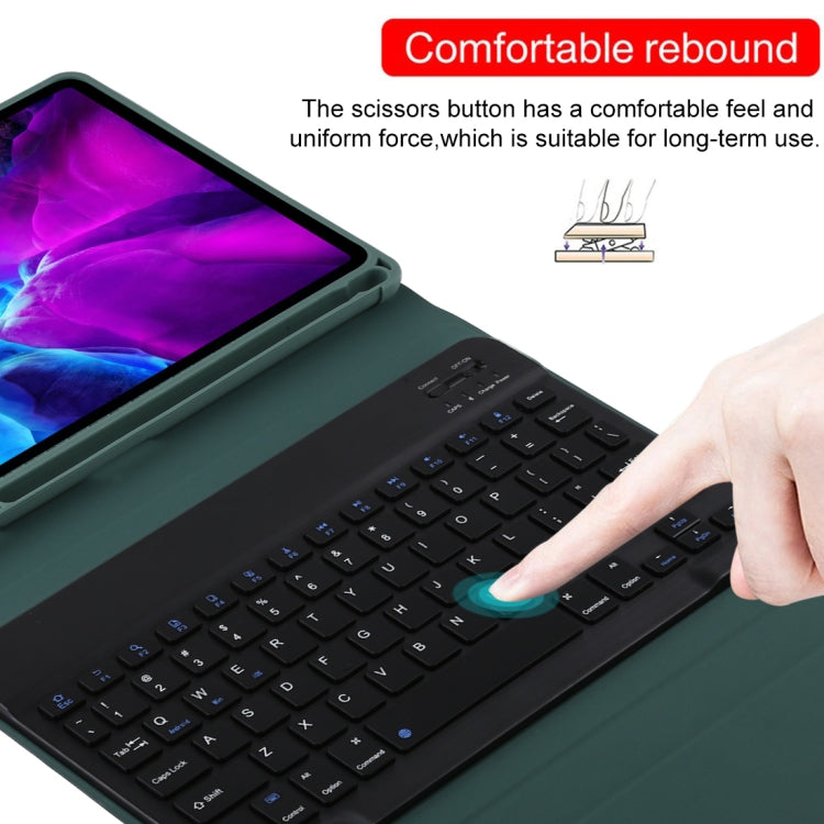 TG11B Detachable Bluetooth Black Keyboard + Microfiber Leather Tablet Case for iPad Pro 11 inch (2020), with Pen Slot & Holder (Dark Green) - For iPad Pro by buy2fix | Online Shopping UK | buy2fix