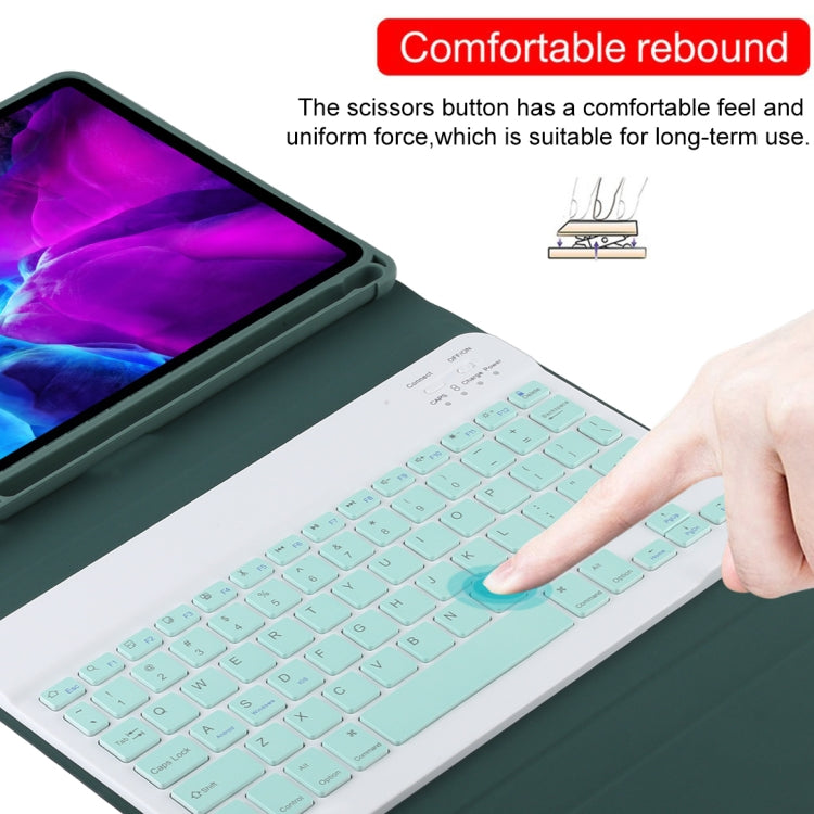 TG11B Detachable Bluetooth Green Keyboard + Microfiber Leather Tablet Case for iPad Pro 11 inch (2020), with Pen Slot & Holder (Dark Green) - For iPad Pro by buy2fix | Online Shopping UK | buy2fix