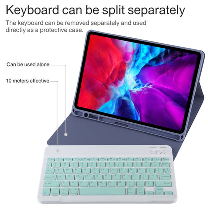 TG11B Detachable Bluetooth Green Keyboard + Microfiber Leather Tablet Case for iPad Pro 11 inch (2020), with Pen Slot & Holder (Purple) - For iPad Pro by buy2fix | Online Shopping UK | buy2fix