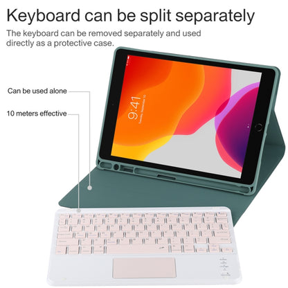 TG-102BC Detachable Bluetooth Pink Keyboard + Microfiber Leather Tablet Case for iPad 10.2 inch / iPad Air (2019), with Touch Pad & Pen Slot & Holder(Dark Green) - For iPad Air by buy2fix | Online Shopping UK | buy2fix