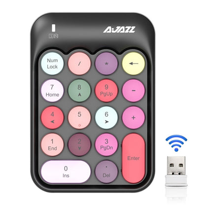 Ajazz AK18 2.4G Mini Wireless Mixed Color Keys Numeric Keyboard (Black) - Wireless Keyboard by Ajazz | Online Shopping UK | buy2fix