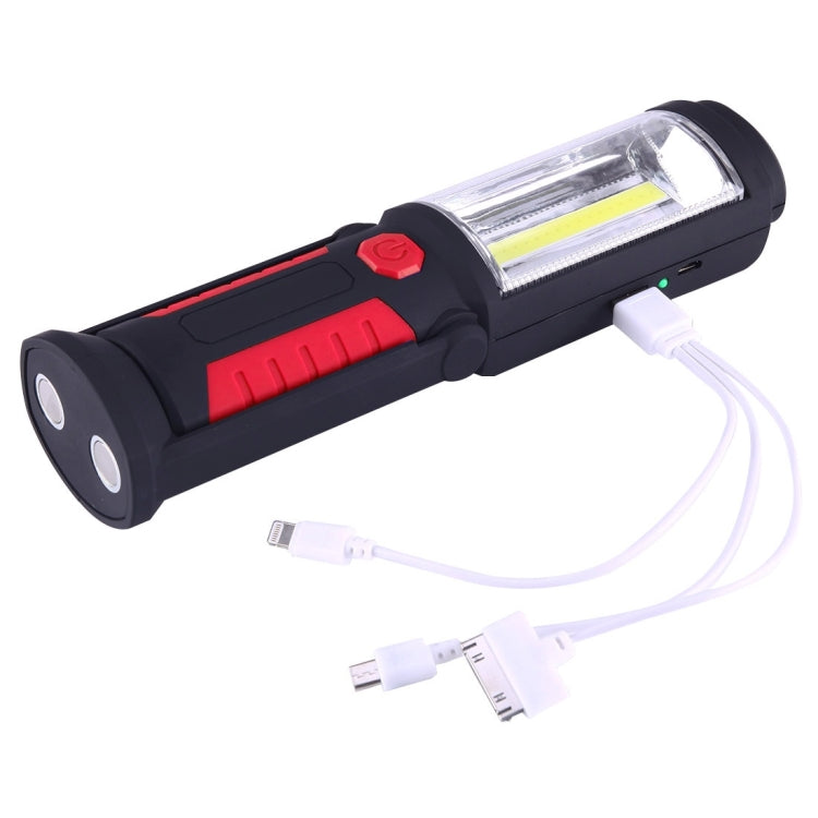 PR5W-1 5W COB+1W F8 IP43 Waterproof White Light LED Torch Work Light , 400 LM Multi-function USB Charging Portable Emergency Work Stand Light with Magnetic & 360 Degrees Swivel Hook(Red) - LED Flashlight by buy2fix | Online Shopping UK | buy2fix