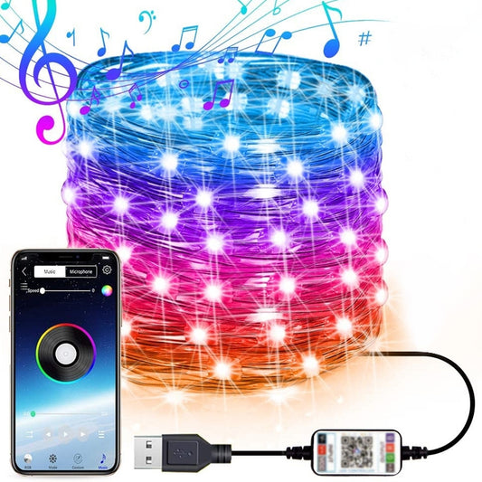 Christmas Decoration RGB Copper Wire String Light Bluetooth Mobile APP Control, Length: 5m 50 LEDs - Bare Board Light by buy2fix | Online Shopping UK | buy2fix