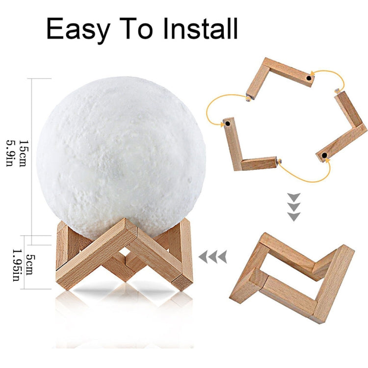 YouOKLight YK2302 15cm Touch Control 3D Print Moon Lamp, USB Charging 16-Color Dimming LED Night Light with Remote Control & Wooden Holder - Night Lights by youOKLight | Online Shopping UK | buy2fix