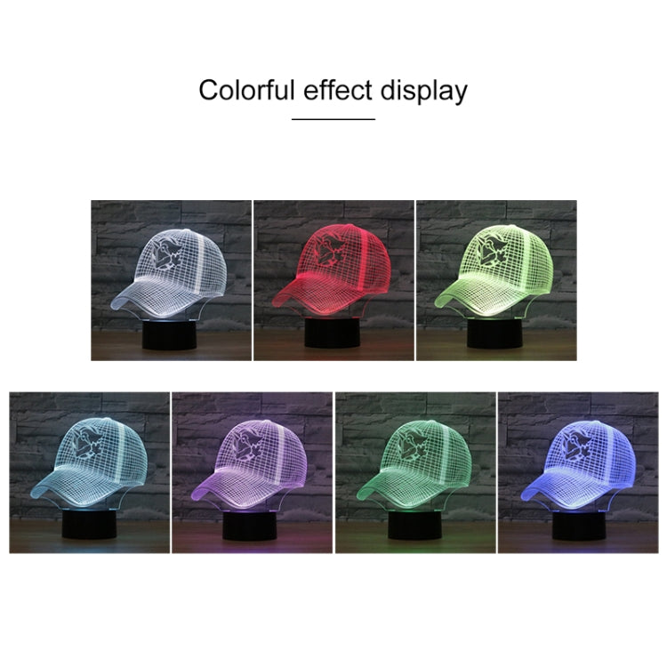 Baseball Cap Shape 3D Colorful LED Vision Light Table Lamp, 16 Colors Remote Control Version - Novelty Lighting by buy2fix | Online Shopping UK | buy2fix