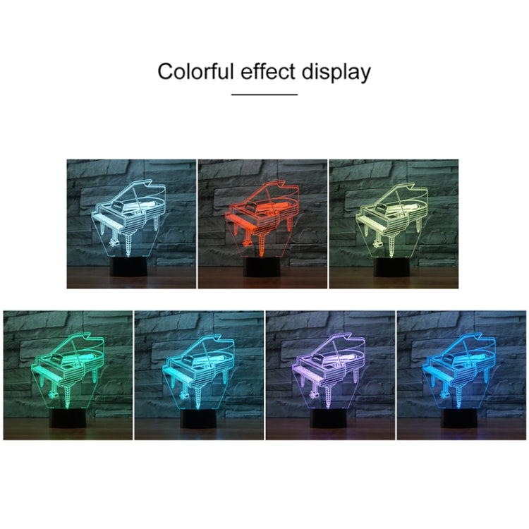 Piano Shape 3D Colorful LED Vision Light Table Lamp, 16 Colors Remote Control Version - Novelty Lighting by buy2fix | Online Shopping UK | buy2fix