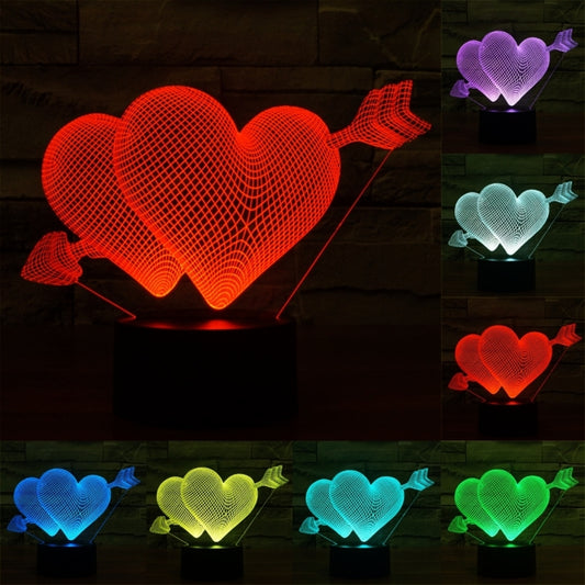 Arrow Through Heart Style 3D Touch Switch Control LED Light , 7 Colour Discoloration Creative Visual Stereo Lamp Desk Lamp Night Light - Novelty Lighting by buy2fix | Online Shopping UK | buy2fix