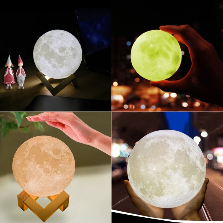 18cm Touch Control 3D Print Jupiter Lamp, USB Charging 2-Color Changing Energy-saving LED Night Light with Wooden Holder Base - Night Lights by buy2fix | Online Shopping UK | buy2fix