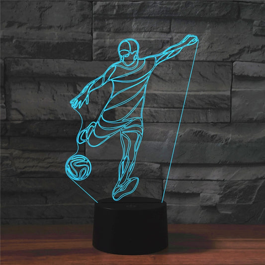 Playing Football Shape 3D Colorful LED Vision Light Table Lamp, USB & Battery Version - Novelty Lighting by buy2fix | Online Shopping UK | buy2fix