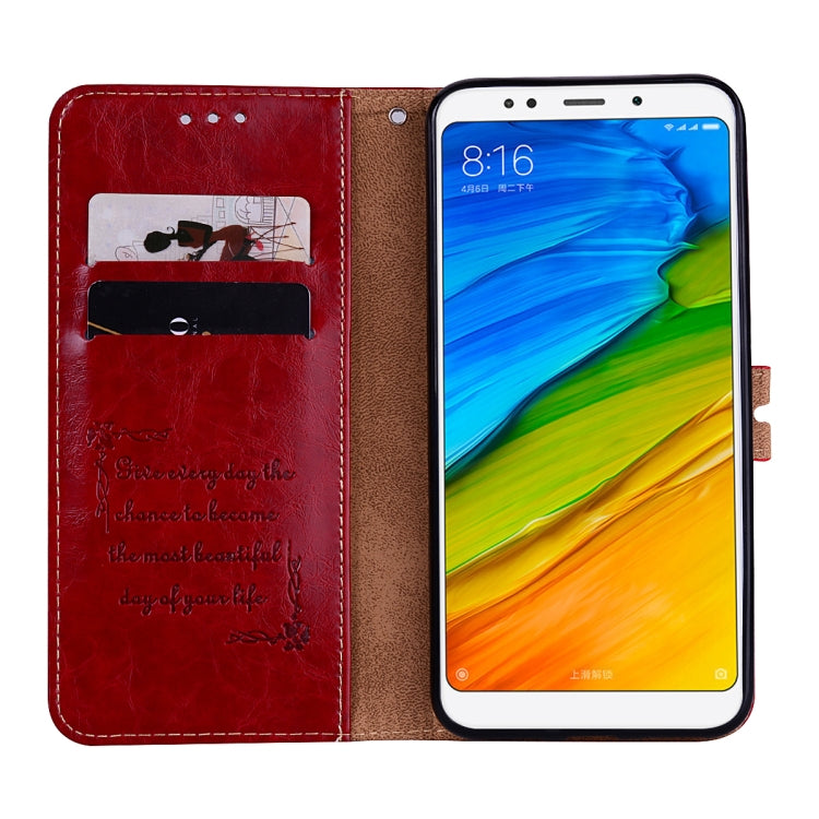 For Xiaomi Redmi 5 Oil Wax Texture Horizontal Flip Leather Case with Holder & Card Slots & Wallet(Red) - Xiaomi Cases by buy2fix | Online Shopping UK | buy2fix