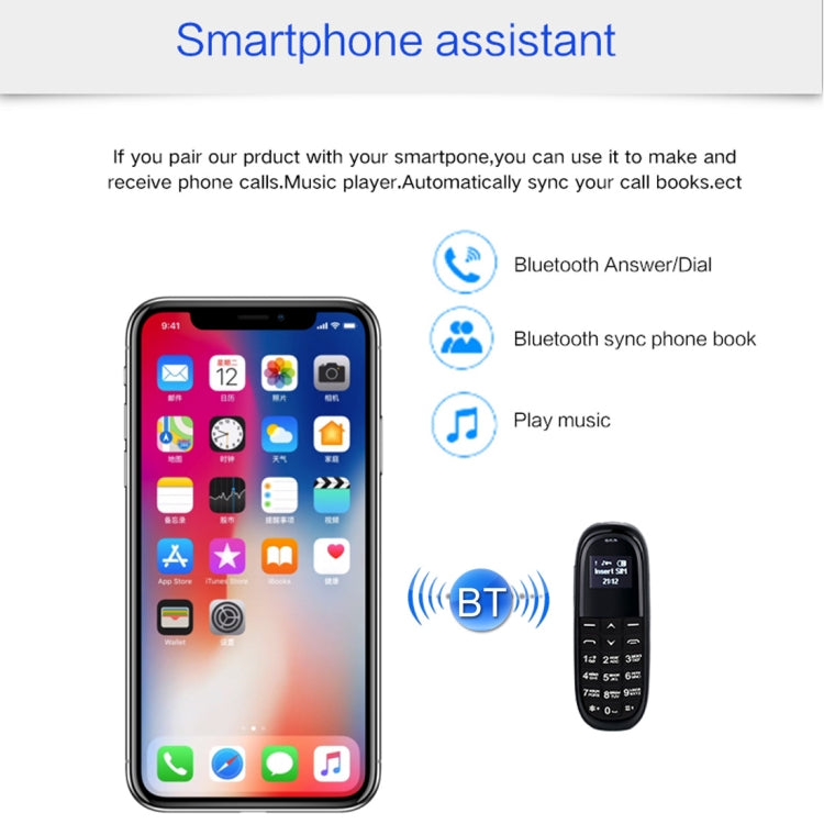 AIEK KK1 Mini Mobile Phone, English Keyboard, Hands Free Bluetooth Dialer Headphone, MTK6261DA, Anti-Lost, Single SIM, Network: 2G(Black) - Others by AIEK | Online Shopping UK | buy2fix