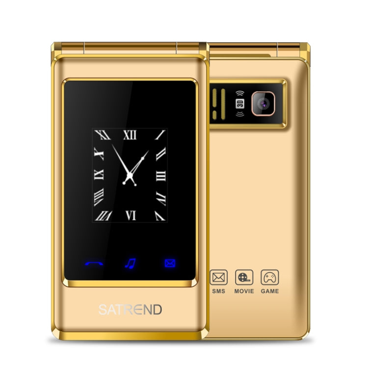 SATREND A15-M Dual-screen Flip Elder Phone, 3.0 inch + 1.77 inch, MTK6261D, Support FM, Network: 2G, Big Keys, Dual SIM(Gold) - SATREND by SATREND | Online Shopping UK | buy2fix