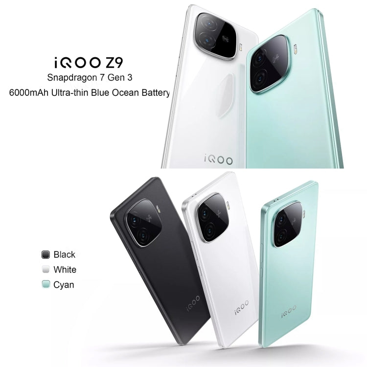 vivo iQOO Z9, Dual Back Cameras, 8GB+128GB, Face ID Screen Fingerprint Identification, 6.78 inch Android 14.0 OriginOS 4 Snapdragon 7 Gen 3 Octa Core 2.63GHz, OTG, NFC, Network: 5G, Support Google Play (Black) - vivo by vivo | Online Shopping UK | buy2fix