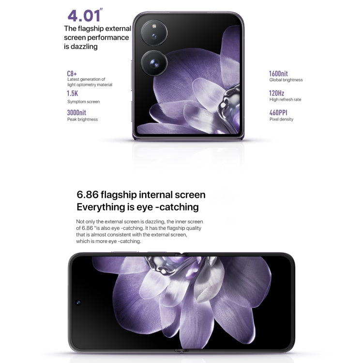 Xiaomi MIX Flip, 16GB+1TB, 6.86 inch + 4.01 inch Xiaomi HyperOS Snapdragon 8 Gen 3 Octa Core 4nm up to 3.3GHz, NFC, Network: 5G (White) - Xiaomi MI by Xiaomi | Online Shopping UK | buy2fix