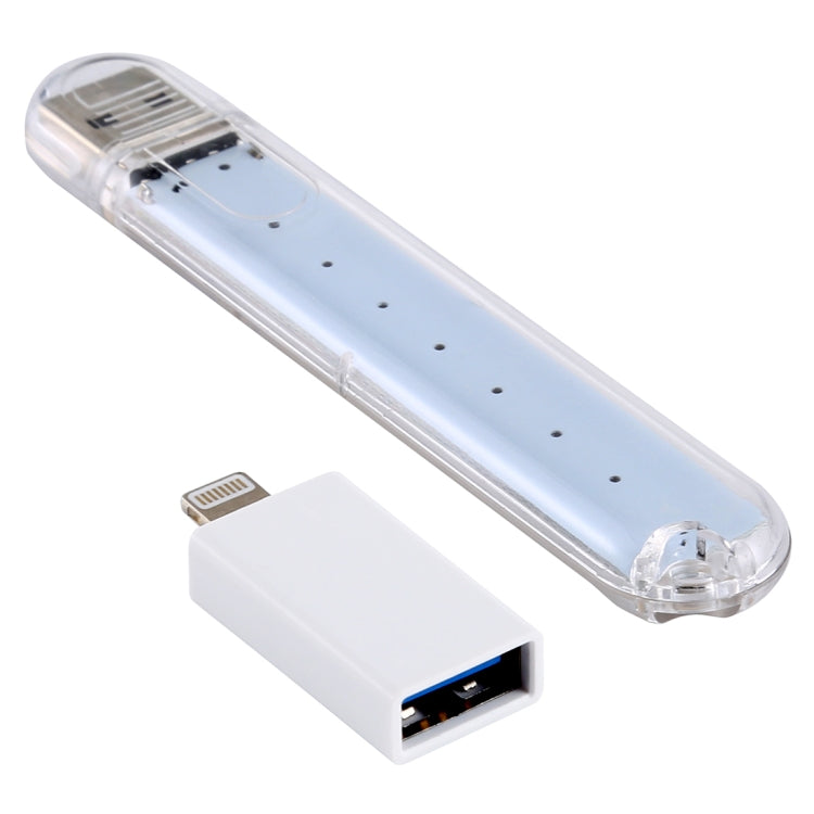 8LEDs 5V 200LM USB LED Book Light Portable Night Light, with 8 Pin Adapter(Warm White) - USB Light by buy2fix | Online Shopping UK | buy2fix