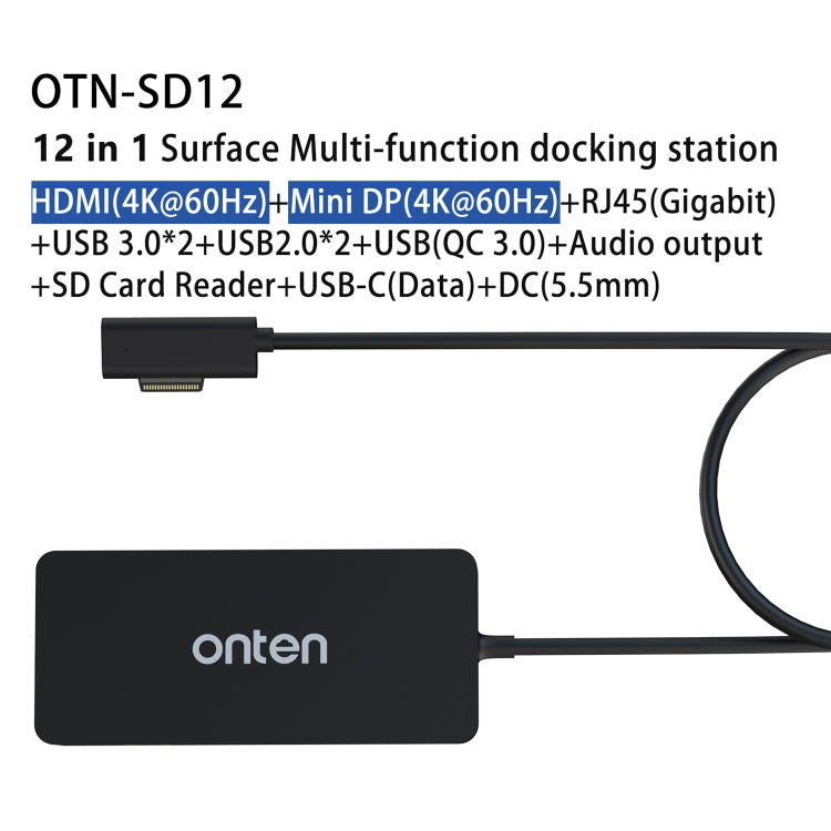 Onten SD12 For Microsoft Surface 12 in 1 Multi-function Docking Station - USB HUB by Onten | Online Shopping UK | buy2fix