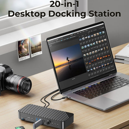 ORICO DKA20-BK-BP 10Gbps 20 in 1 Type-C 3.0 HUB Docking Station(EU Plug) - USB HUB by ORICO | Online Shopping UK | buy2fix