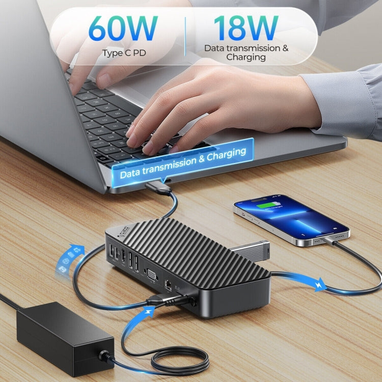 ORICO DKA20-BK-BP 10Gbps 20 in 1 Type-C 3.0 HUB Docking Station(EU Plug) - USB HUB by ORICO | Online Shopping UK | buy2fix