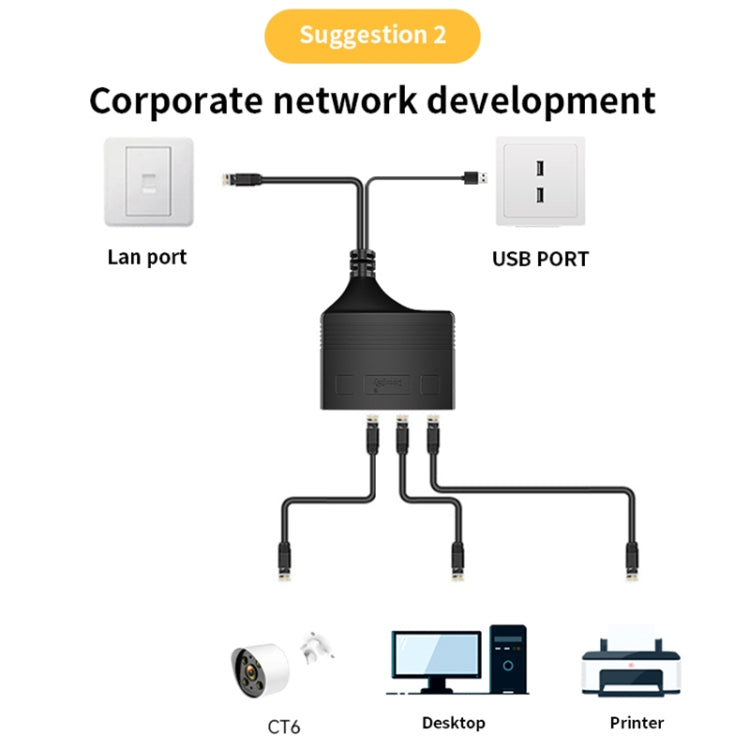 Male RJ45 3 in 1 100M Network Splitter Cable Ethernet Network Coupler - Network Hubs by buy2fix | Online Shopping UK | buy2fix