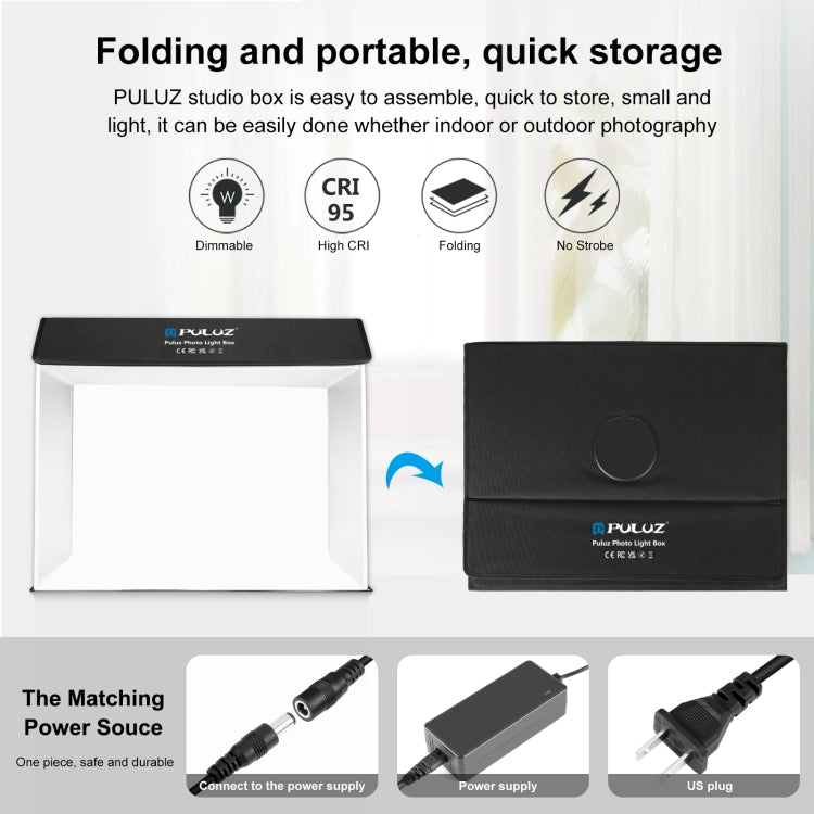 PULUZ Photo Studio Light Box Portable 60 x 40cm Cuboid Photography Studio Tent Kit with 4 Color Backdrops (US Plug) -  by PULUZ | Online Shopping UK | buy2fix